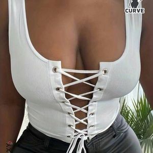 White Corset style tie up Top